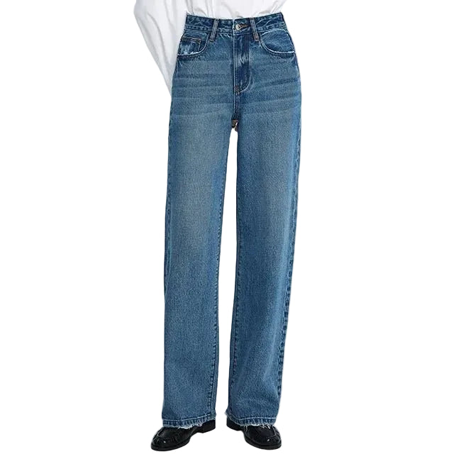 Blue High-Waist Wide Leg Jeans