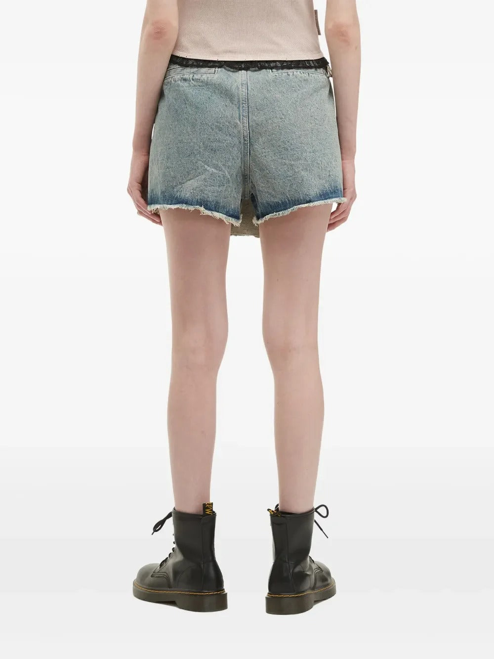 Blue Washed Denim Pleated Skort