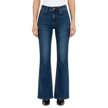 Dark Blue High-Waist Flared Jeans