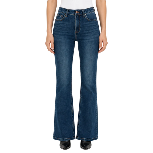Dark Blue High-Waist Flared Jeans