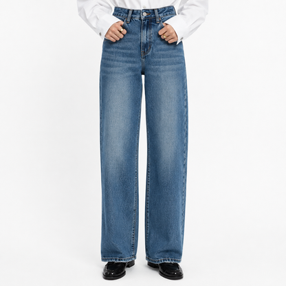Blue High-Waist Wide Leg Jeans