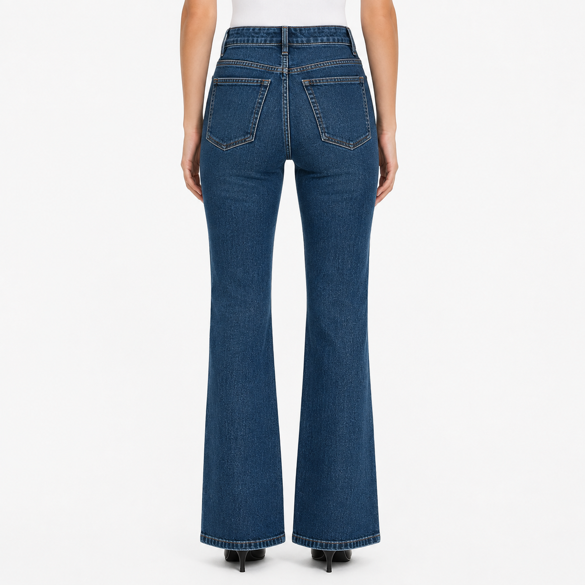 Dark Blue High-Waist Flared Jeans