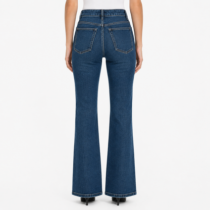 Dark Blue High-Waist Flared Jeans