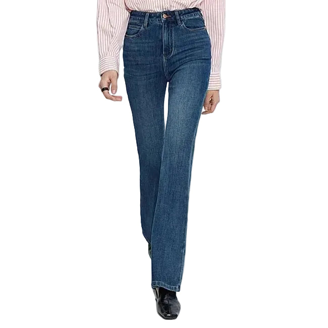 Dark Blue High-Waist Flared Jeans