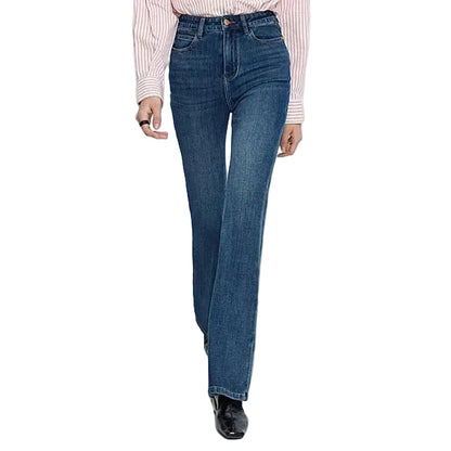 Dark Blue High-Waist Flared Jeans