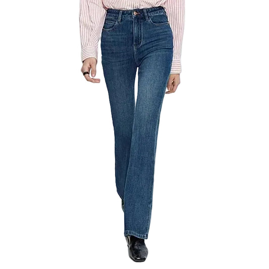 Dark Blue High-Waist Flared Jeans