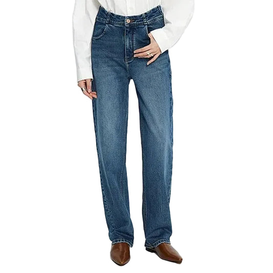 Dark Blue Straight Leg Jeans