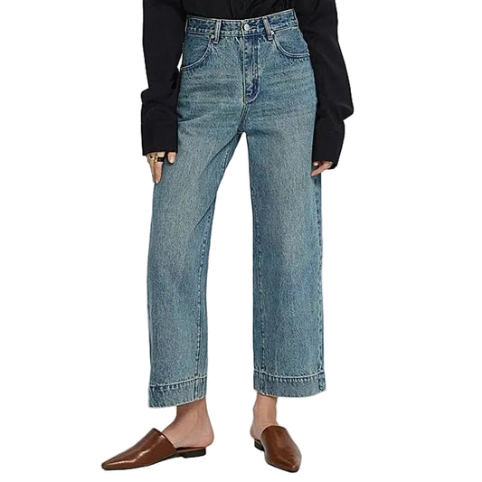 Light Blue Cropped Wide Leg Jeans