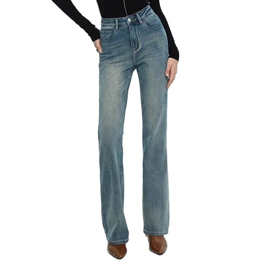 Light Blue High-Waist Flared Jeans