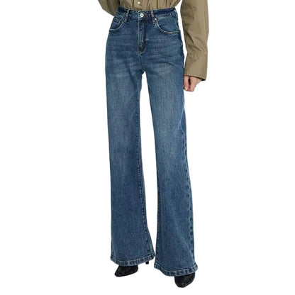 Mid Blue High-Waist Flared Jeans