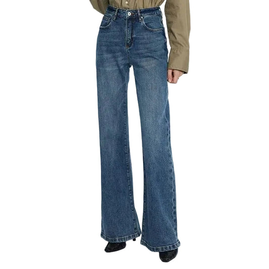 Mid Blue High-Waist Flared Jeans
