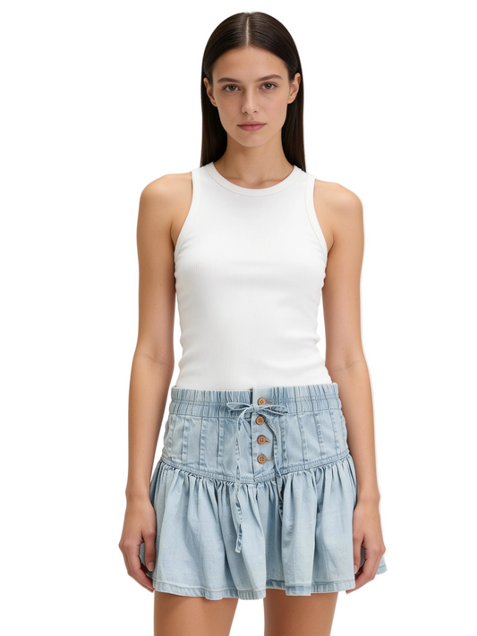 Light Blue Tiered Denim Mini Skirt