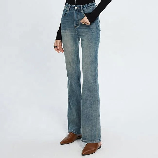 Light Blue High-Waist Flared Jeans