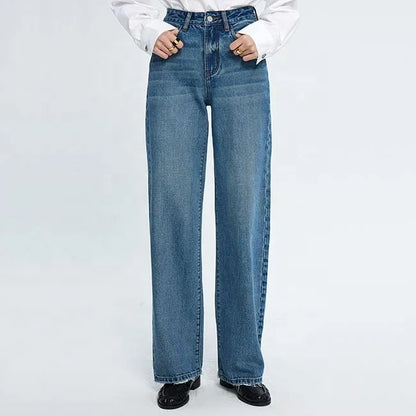 Blue High-Waist Wide Leg Jeans