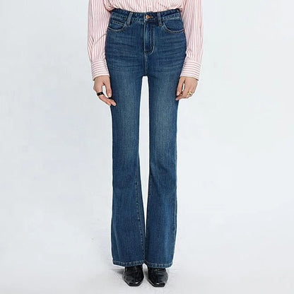 Dark Blue High-Waist Flared Jeans