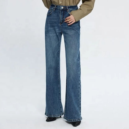 Mid Blue High-Waist Flared Jeans