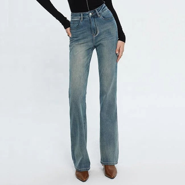 Light Blue High-Waist Flared Jeans