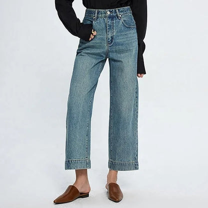 Light Blue Cropped Wide Leg Jeans