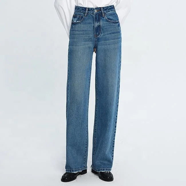 Blue High-Waist Wide Leg Jeans
