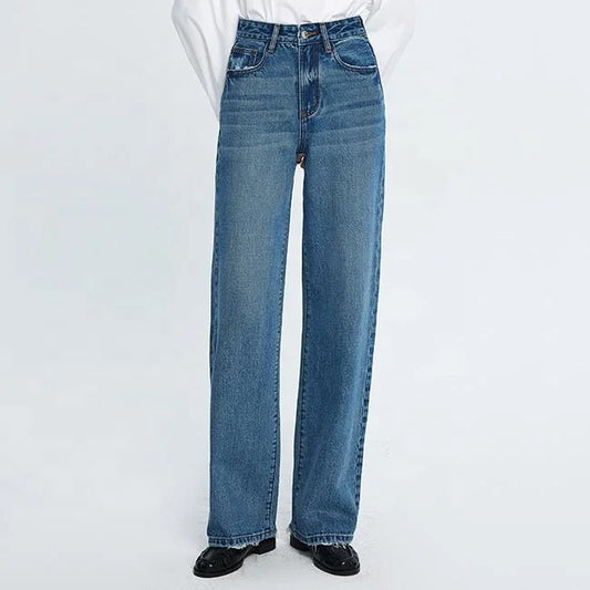 Blue High-Waist Wide Leg Jeans