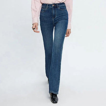 Dark Blue High-Waist Flared Jeans
