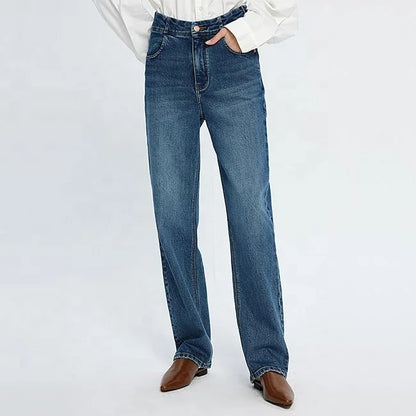 Dark Blue Straight Leg Jeans