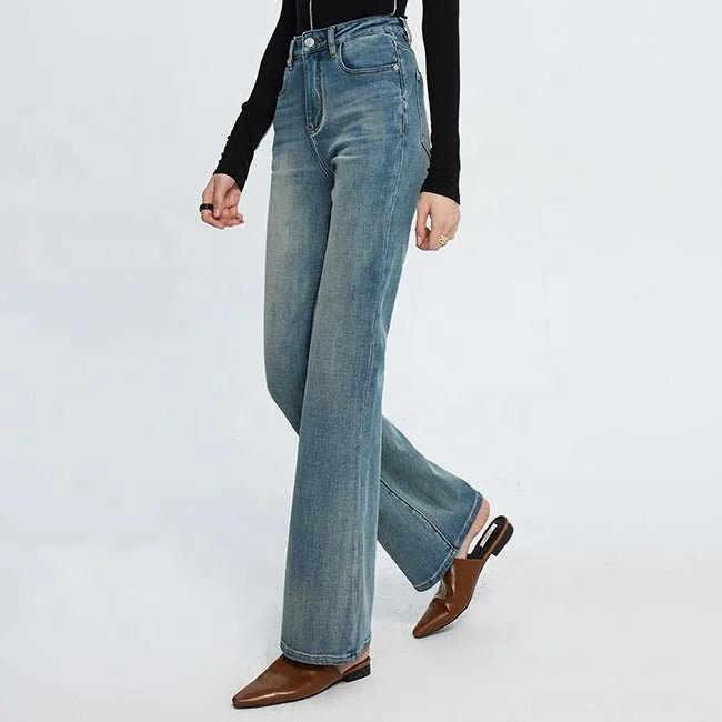 Light Blue High-Waist Flared Jeans