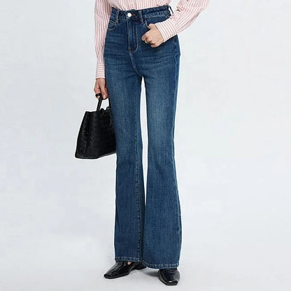 Dark Blue High-Waist Flared Jeans