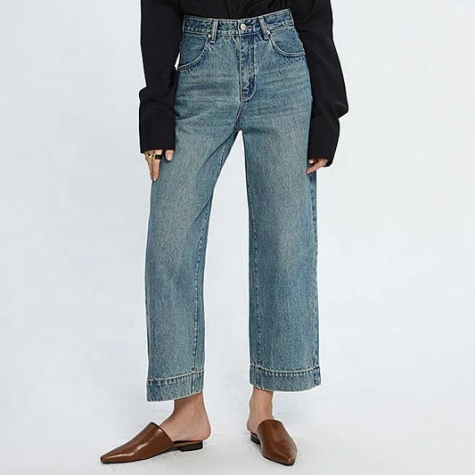 Light Blue Cropped Wide Leg Jeans