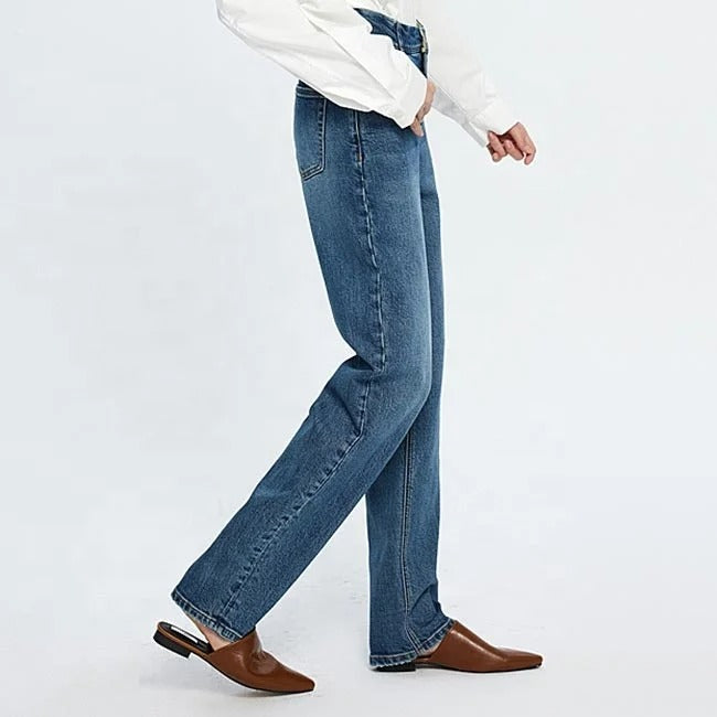 Dark Blue Straight Leg Jeans