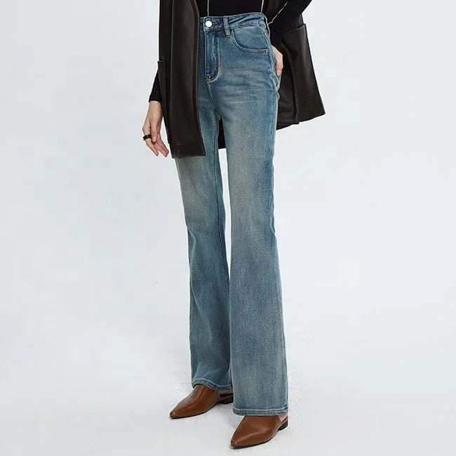 Light Blue High-Waist Flared Jeans