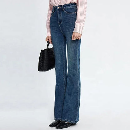 Dark Blue High-Waist Flared Jeans