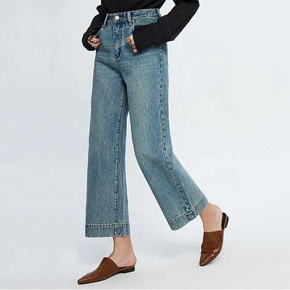 Light Blue Cropped Wide Leg Jeans