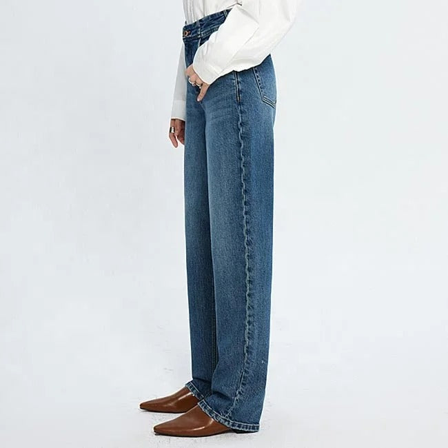 Dark Blue Straight Leg Jeans