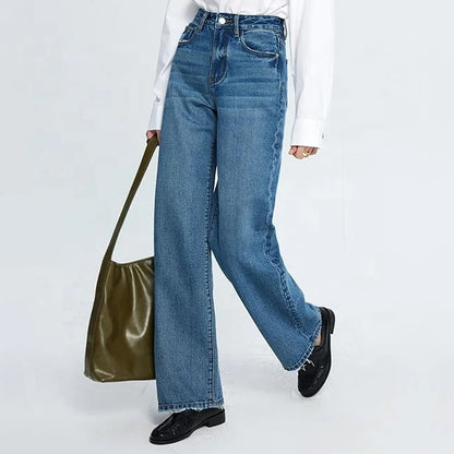 Blue High-Waist Wide Leg Jeans
