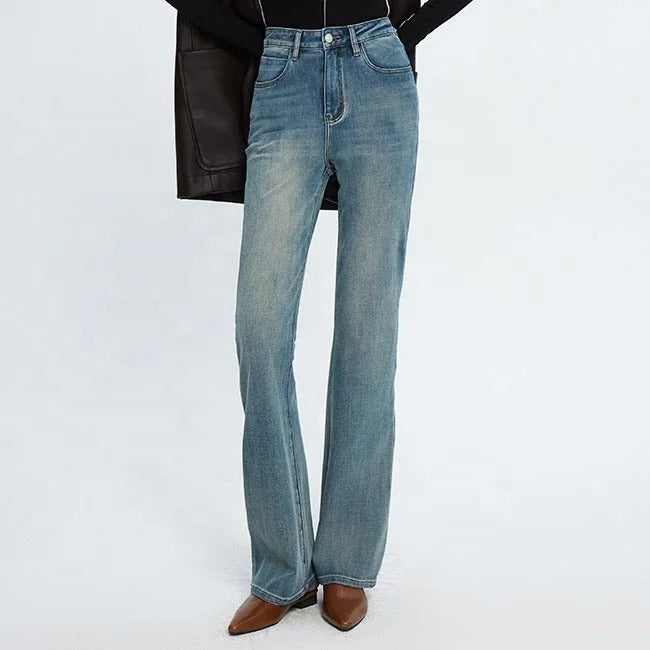Light Blue High-Waist Flared Jeans