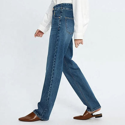Dark Blue Straight Leg Jeans