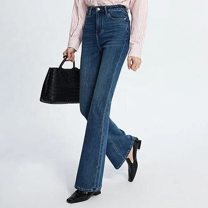 Dark Blue High-Waist Flared Jeans