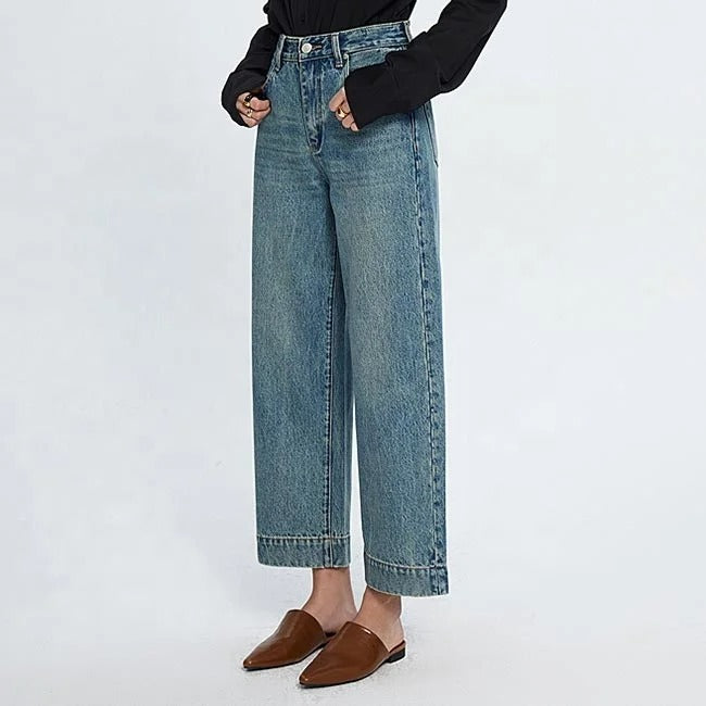 Light Blue Cropped Wide Leg Jeans
