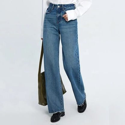 Blue High-Waist Wide Leg Jeans