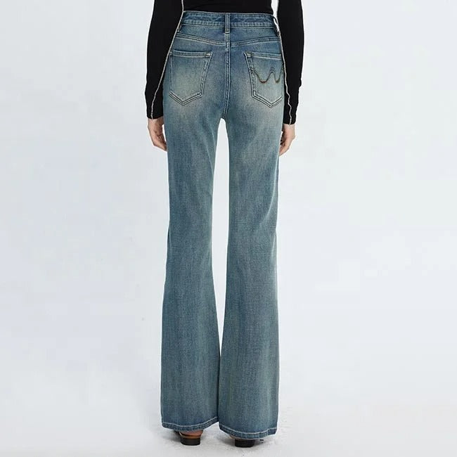 Light Blue High-Waist Flared Jeans