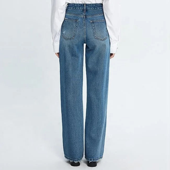 Blue High-Waist Wide Leg Jeans