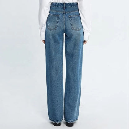 Blue High-Waist Wide Leg Jeans