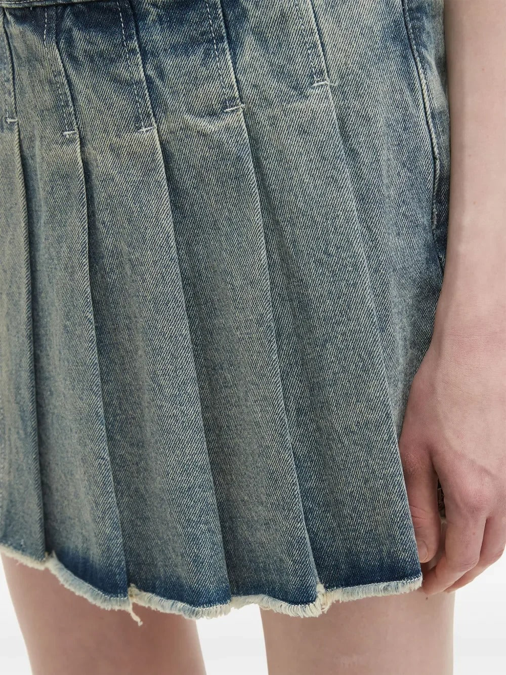 Blue Washed Denim Pleated Skort
