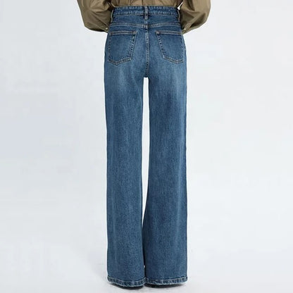 Mid Blue High-Waist Flared Jeans