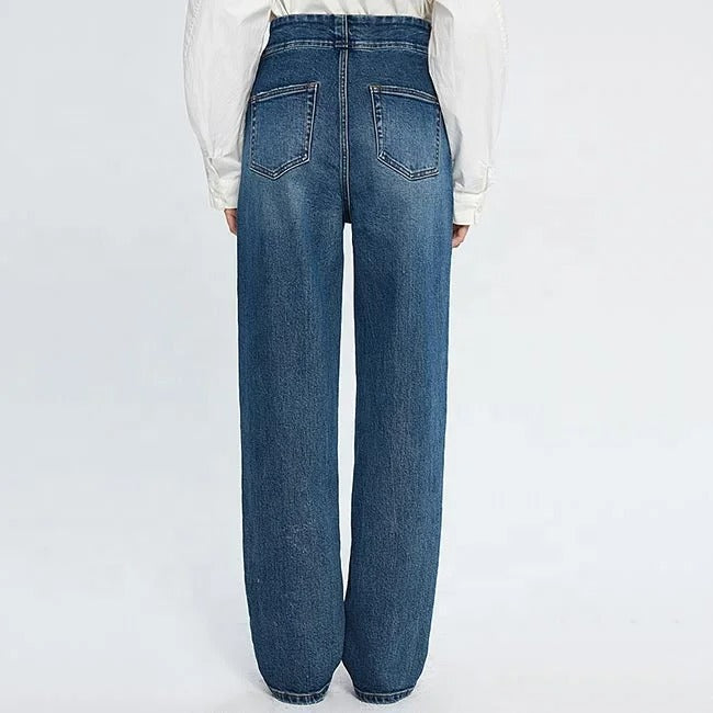 Dark Blue Straight Leg Jeans