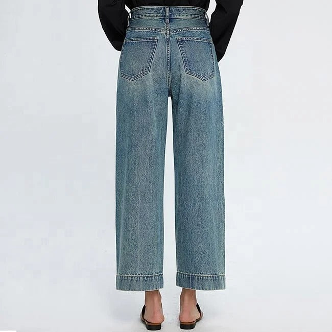 Light Blue Cropped Wide Leg Jeans